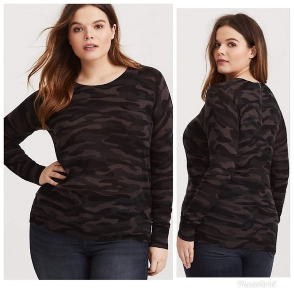 Torrid Black & Grey Camo Sweater